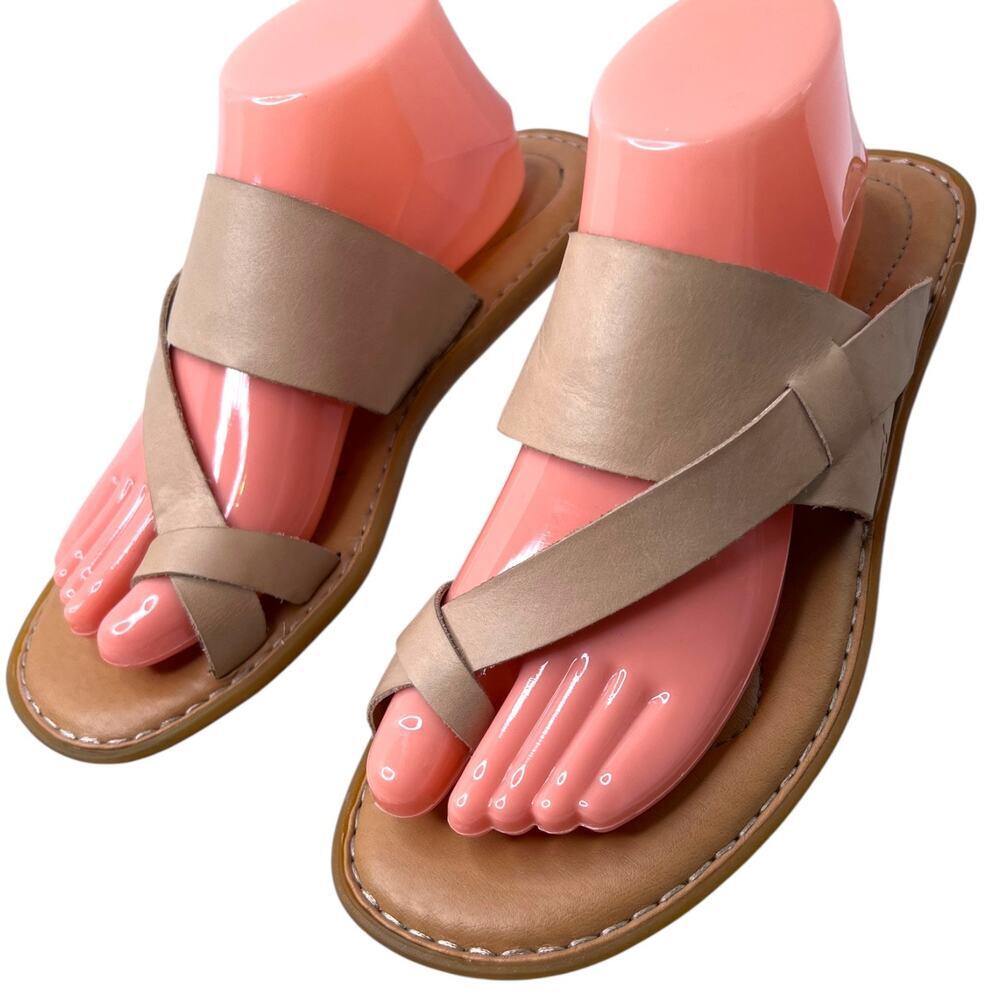 Born Leather Cross Strap Slide Sandals, Walk Comfort Summer in Cream Women’s 10M - Picture 3 of 8